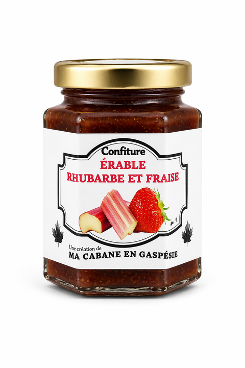 Confiture rhubarbe, fraise et érable - 190 ml