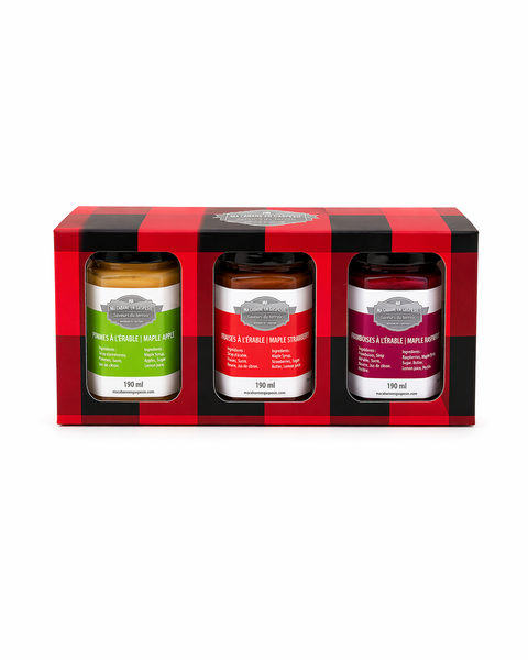 Trio de tartinades à l’érable – Fraise, Framboise & Pomme